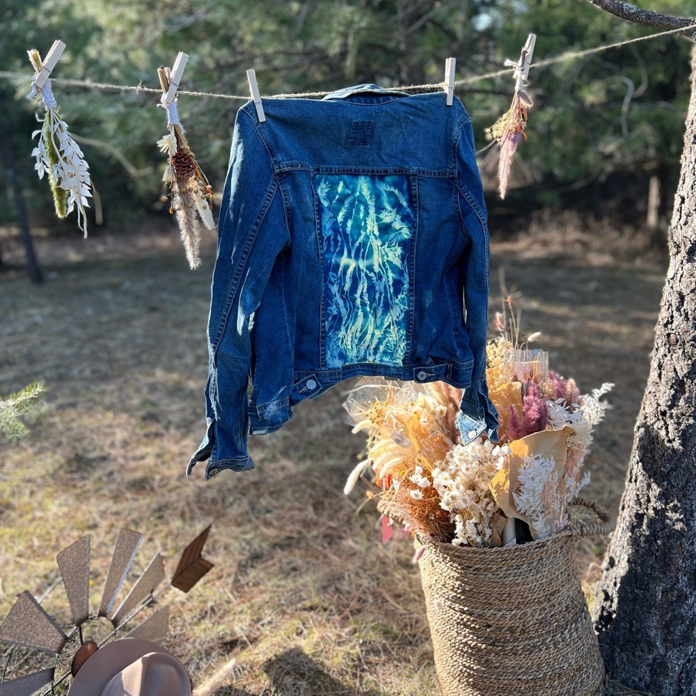 Denim Jacket with cyanotype print